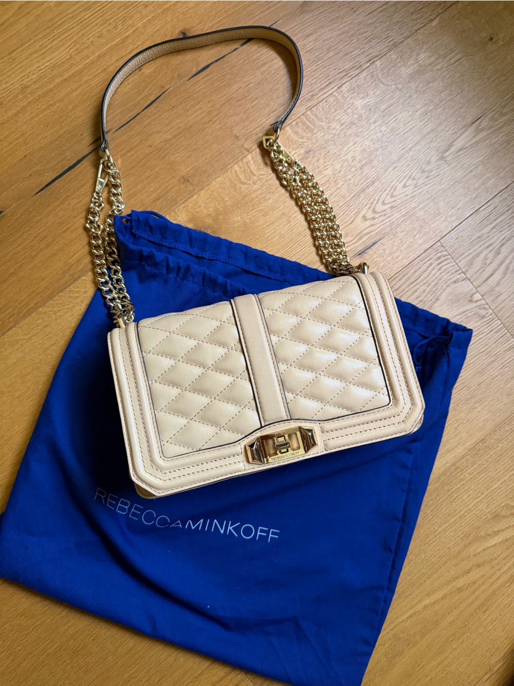 Rebecca Minkoff Cream Quilted Leather Chain Shoulder Bag